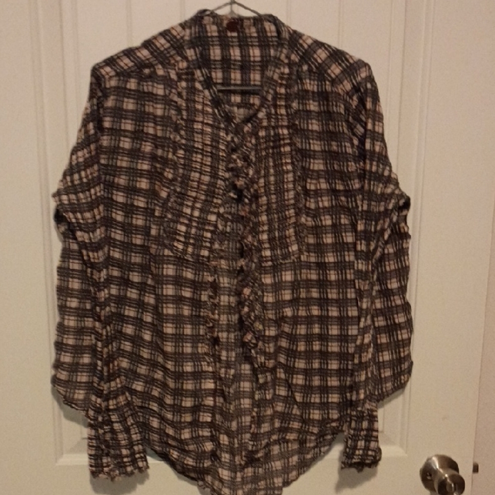 FP One Plaid Top with Frayed Details